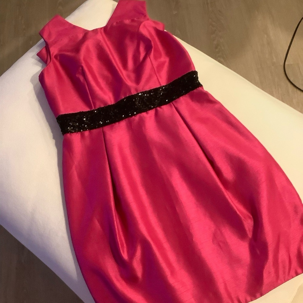 Love Carmen Hot Pink Black Sequins Dress Size 8 Valentine Party Cocktail Sparkle - Picture 2 of 6
